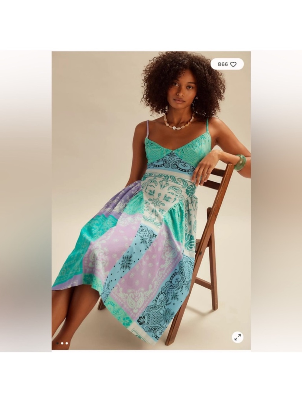 Free People Wish You Would Midi Dress Ocean Combo - Picture 2 of 6